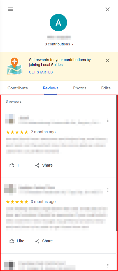 Google Maps Web Reviews Under Reviews Tab in Contributions Menu