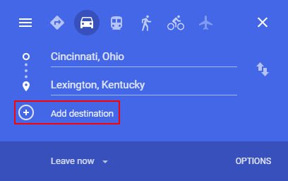 Google Maps Add Destination Button