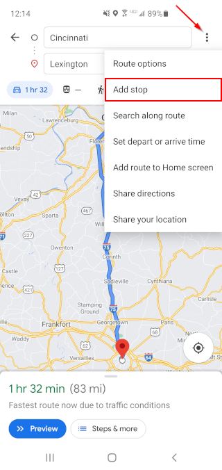 Google Maps App Add Stop