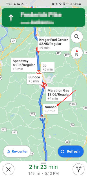 Google Maps Mobile App Gas Stations Along Route