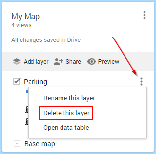 Google My Maps Delete Layer