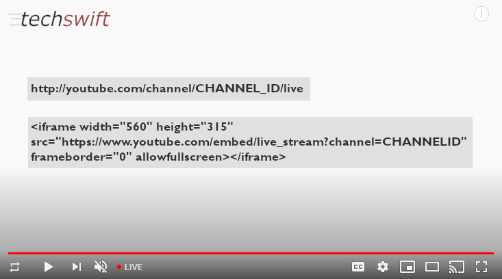 YouTube Permanent Link TechSwift Livestream