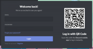 Discord Login Page with QR Code
