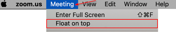 Apple Mac Enable Always on Top / Float on Top for Zoom