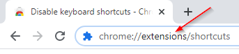 Chrome Configure Disable Keyboard Shortcuts Extension URL