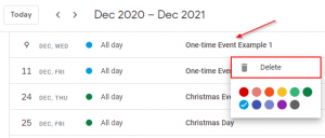 Google Calendar Delete Non-recurring Event