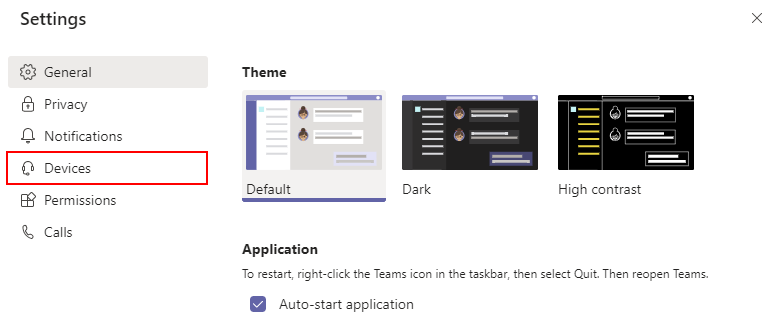 Microsoft Teams Devices in Settings