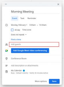 Google Calendar Create New Event Add Guests Field