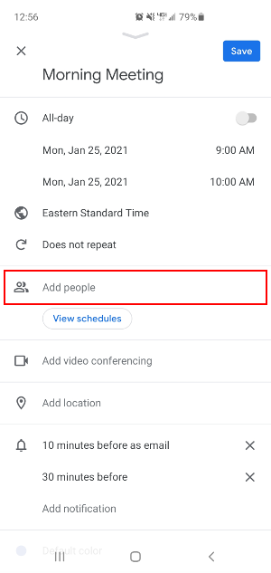 Google Calendar Mobile App Add People Field