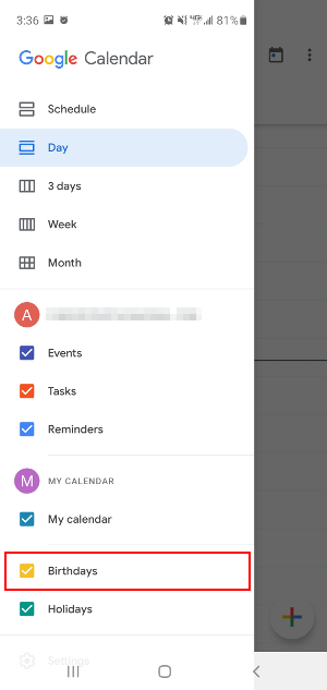 Google Calendar Mobile App Birthday Calendar Checkbox