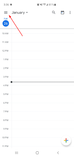 Google Calendar Mobile App Hamburger Menu Icon