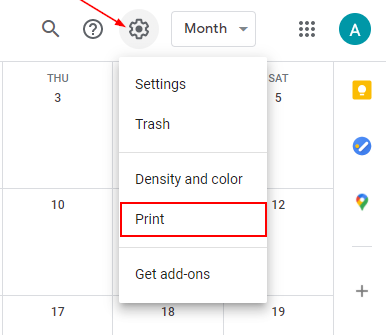 Google Calendar Print Option
