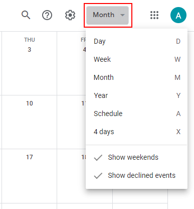 Google Calendar View Button