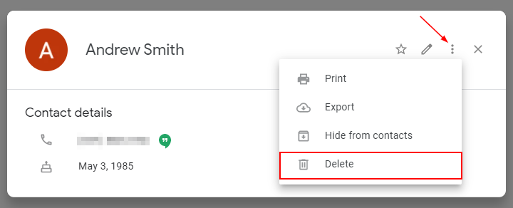 Google Contacts Delete Contact