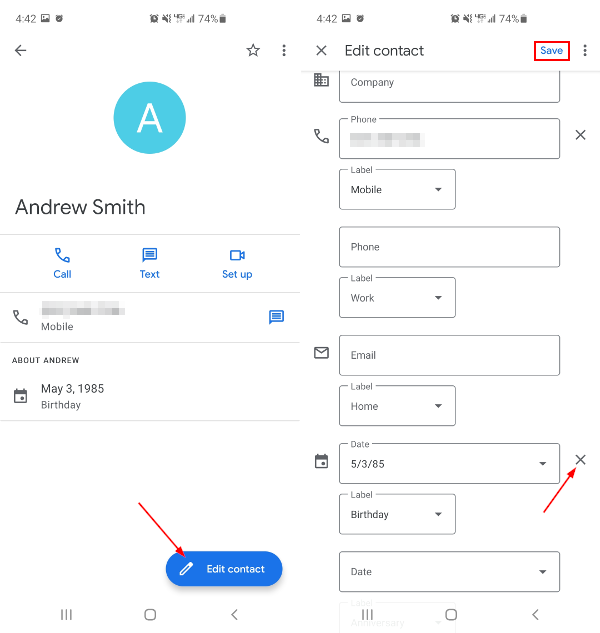 Google Contacts Edit Contact to Remove Birthday