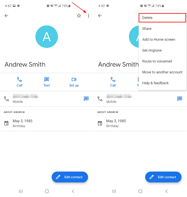 Google Contacts Mobile App Delete Contact