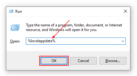 Windows 10 Run Window LocalAppData Command