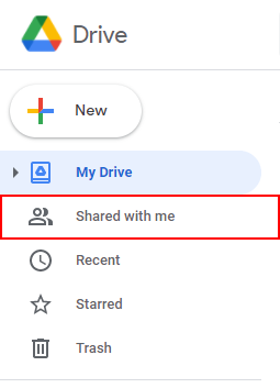 Google Drive Shared with me in Menu