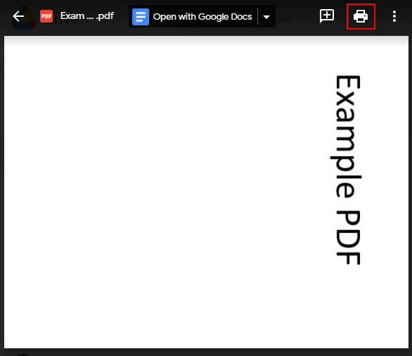 Google Drive Print Icon in PDF Preview Window