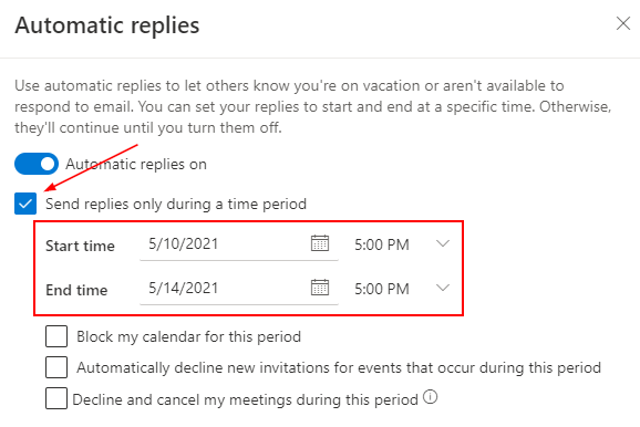 office 365 outlook automatic reply