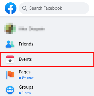 Facebook Desktop Events in Left Menu