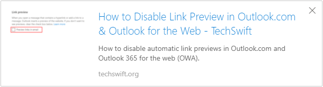 Outlook for the Web Link Preview Example