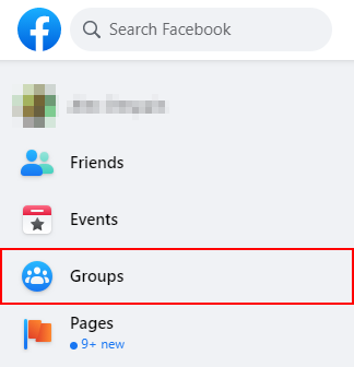 Facebook Groups Button in Left Menu