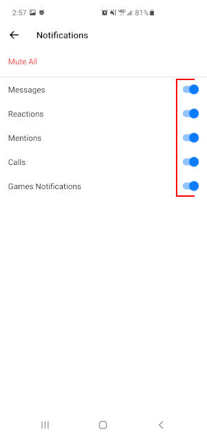 Facebook Messenger Mobile App Conversation Notification Settings
