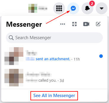 Facebook See All in Messenger in Messenger Icon Menu