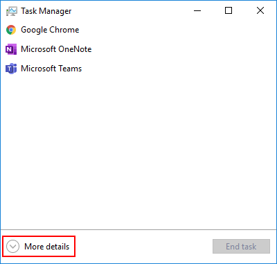 More Details in Windows 10 Task Manager