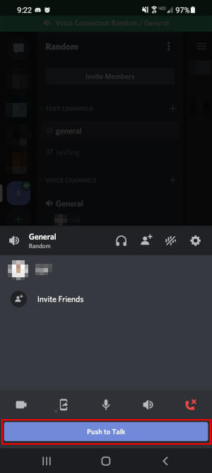 Discord Mobile App Push to Talk Button