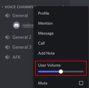 Discord User Volume Slider in User Right Click Menu