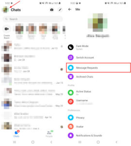 Facebook Messenger Mobile App Message Requests in Profile Picture Menu