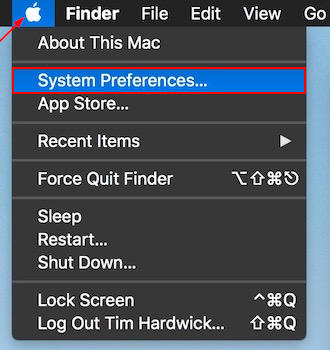 Mac OSX System Preferences in Apple Menu