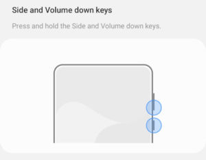 Samsung Galaxy S21 Side and Volume Down Key Turn off Diagram