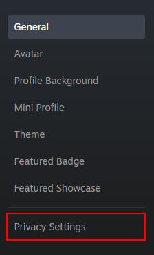 Steam Privacy Settings on Edit Profile Page