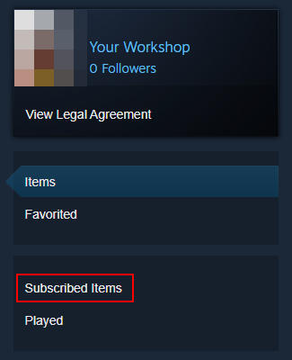 Steam Subscribed Items in Players Workshop