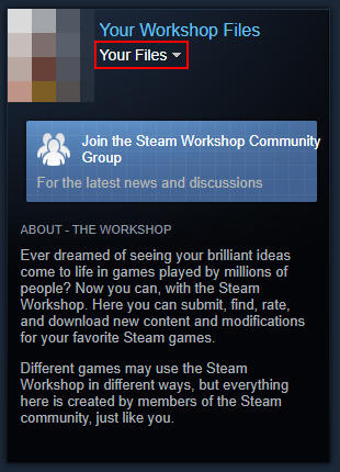 Steam Your Files Button in Workshop