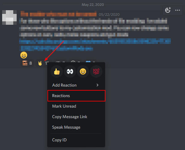 Discord All Reactions Option in Reaction Right Click Menu