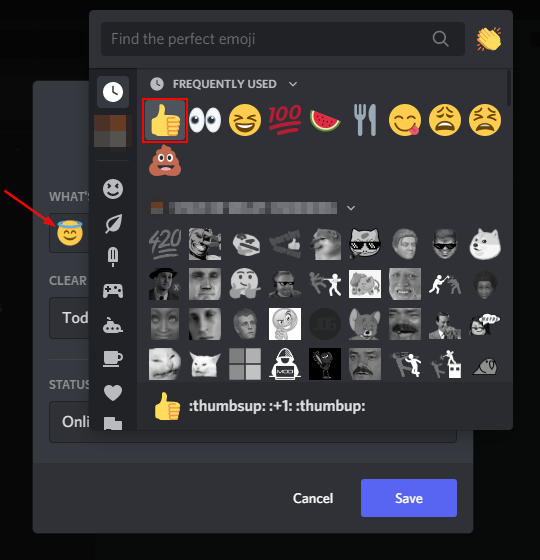 Discord Custom Status Emoji Menu
