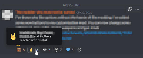 Discord Reaction with Names of Who Reacted Under Message