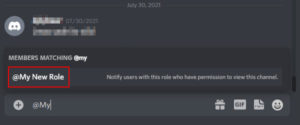 Discord Role Mention Suggestion in Text Channel