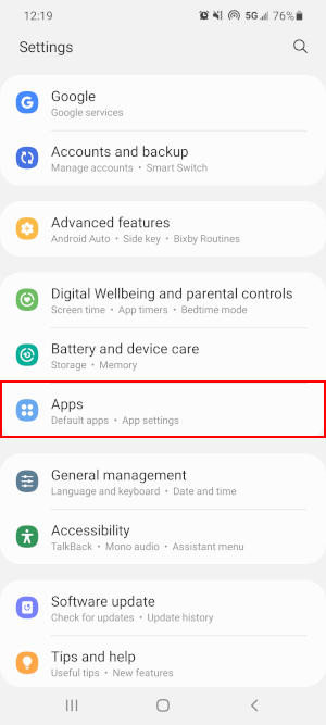 Android Apps in Settings