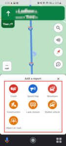 Google Maps Mobile App Add a Report Menu