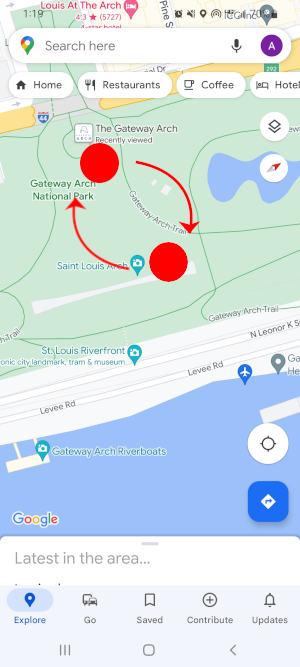 Google Maps Mobile App Clockwise Finger Rotation Demonstration Markers