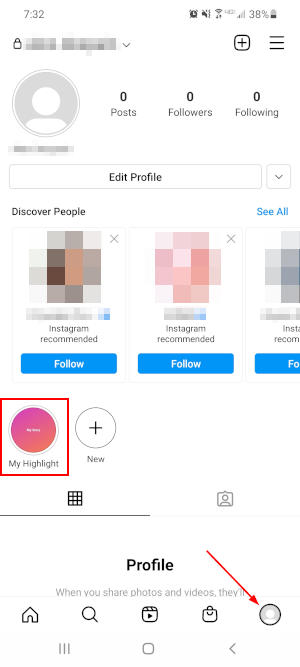 Instagram Highlight on Profile