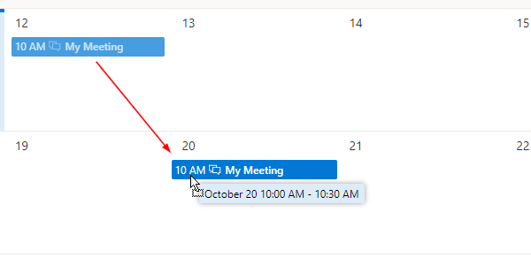 Outlook Dragging Meeting to Reschedule on Calendar
