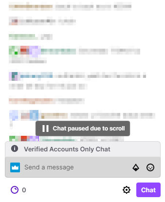 Twitch Chat Paused due to Scroll Message in Chat