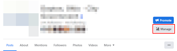 Кнопка веб-управления Facebook на главной странице страницы Facebook