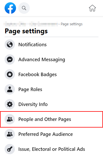 Facebook Website People and Other Pages in Leftmost Menu on Page Homepage